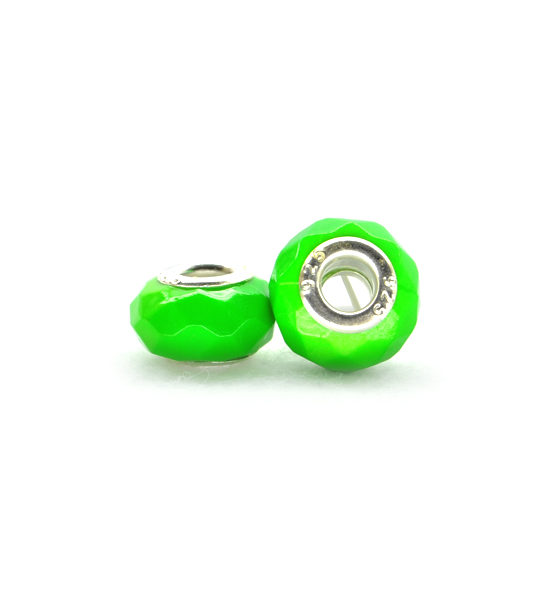 Perlas agujero grande talladas (2 piezass) 14x10 mm - Verde